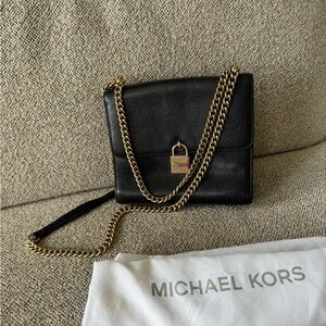 Michael Kors Black and Gold Crossbody Bag with Chain Strap
